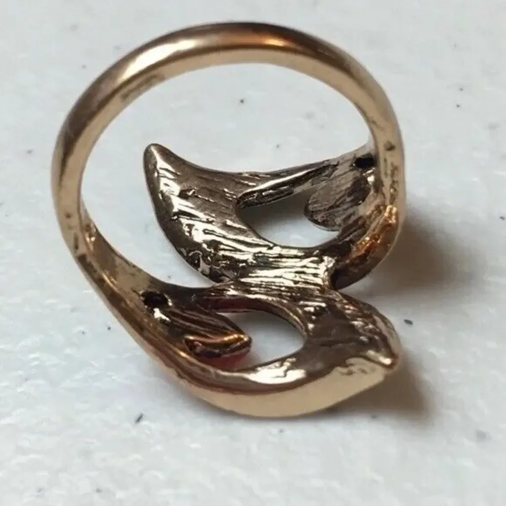 Vintage Ring Size 8.5 Gold Tone Orange Black Rhinestones Calla Lily